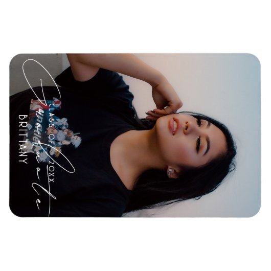 Elegantes Script-Abschluss Save the Date Foto Magnet (Horizontal)