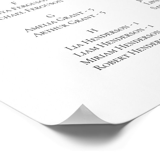 Elegantes Script Alphabetisches Begrüßungsdiagramm Poster (Ecke)