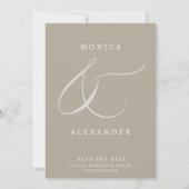 Elegantes Script Ampersand Foto Hochzeit Save The Date (Vorderseite)