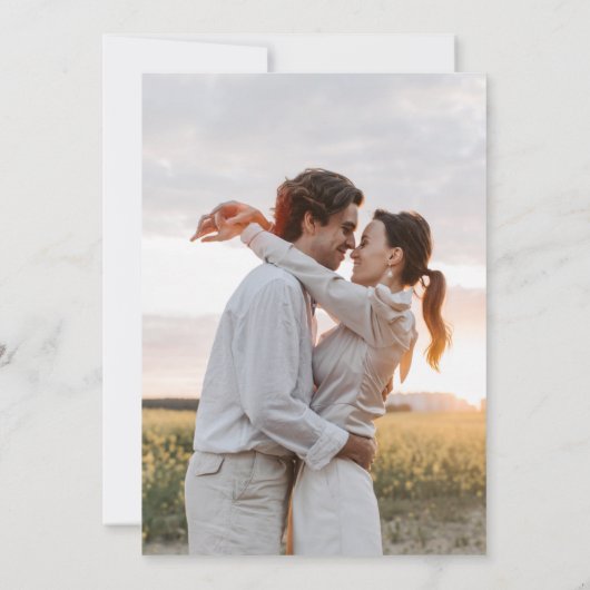 Elegantes Script Ampersand Foto Hochzeit Save The Date (Rückseite)