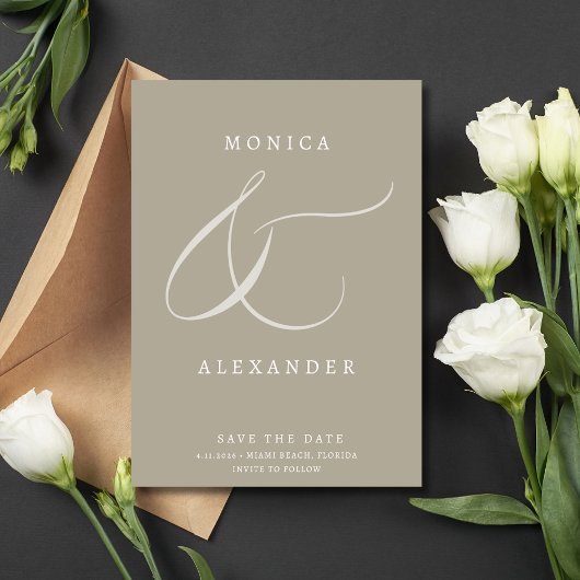 Elegantes Script Ampersand Foto Hochzeit Save The Date