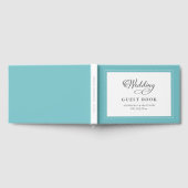 Elegantes Script Aqua Wedding Gästebuch Chic Borde (Voll)
