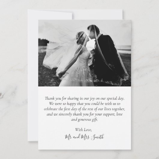 Elegantes Script Aqua Wedding Multi Foto Collage Dankeskarte (Rückseite)