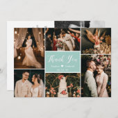 Elegantes Script Aqua Wedding Multi Foto Collage Dankeskarte (Vorne/Hinten)