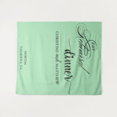 Elegantes Script Aquamarin Probe Dinner Hintergrun Wandteppich (Vorderseite (Horizontal))