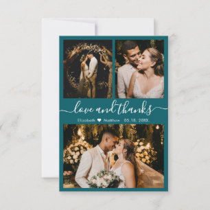 Elegantes Script Aquamarine Fotocollage Vielen Dan Dankeskarte