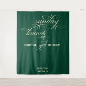 Elegantes Script Aquamariner Sonntagsbrunch Hinter Wandteppich (Vorderseite)