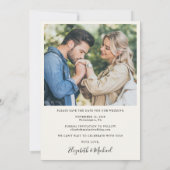 Elegantes Script Arch Foto Cream Wedding Save The Date (Rückseite)