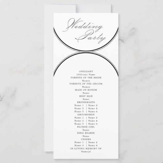 Elegantes Script Arches White Wedding Programm (Rückseite)