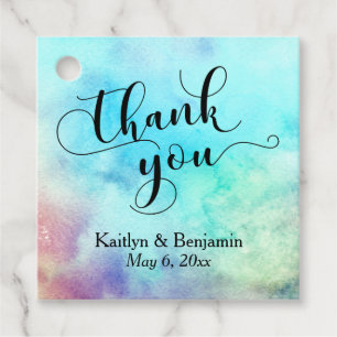 Elegantes Script auf Aqua Watercolor Splash Vielen Geschenkanhänger