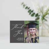 Elegantes Script auf Gray Simple Abschluss Vielen Postkarte (Stehend Vorderseite)