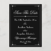 Elegantes Script B & W Wedding speichern das Datum Einladungspostkarte (Vorderseite)