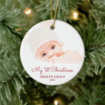 Elegantes Script Baby's First Christmas Foto