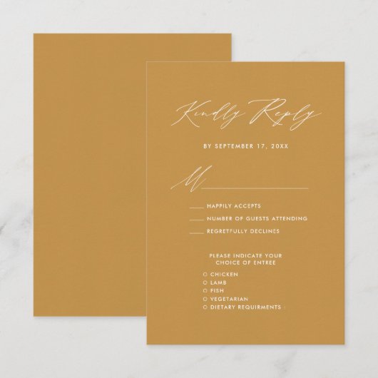 Elegantes Script Beige Minimalistisch Chic Wedding Begleitkarte (Vorne/Hinten)