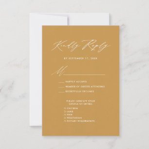 Elegantes Script Beige Minimalistisch Chic Wedding RSVP Karte