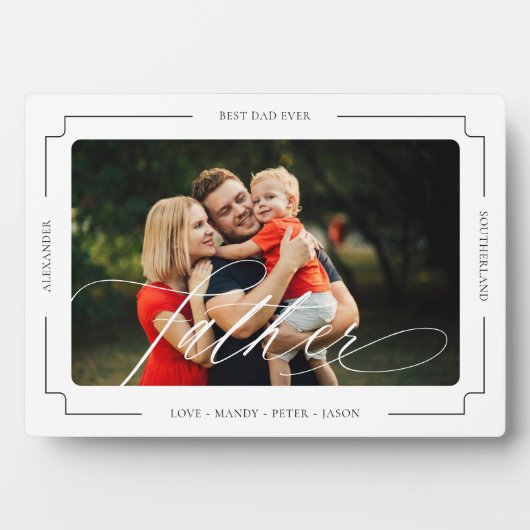 Elegantes Script Bester Vater je Foto Keepake Fotoplatte (Vorderseite)