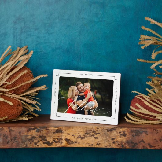 Elegantes Script Bester Vater je Foto Keepake Fotoplatte (Seite)