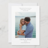 Elegantes Script Bible Verse Foto Hochzeit Einladung (Rückseite)