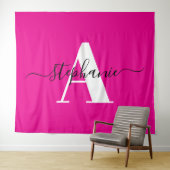 Elegantes Script Big Monogram A Hot Pink Wandteppich (Beispiel (Horizontal))