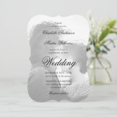 Elegantes Script Black 2 Foto Hochzeit Einladung (Stehend Vorderseite)