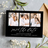 Elegantes Script Black 3 Foto Collage Save The Date