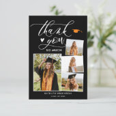 Elegantes Script Black 4 Foto Abschluss Vielen Dan Einladung (Stehend Vorderseite)