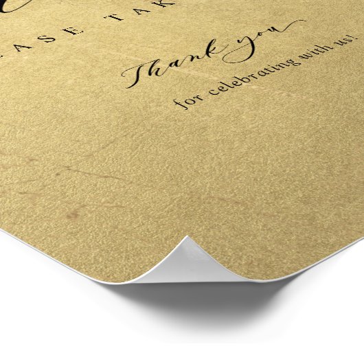 Elegantes Script, Black and Gold Gastgeschenk Hoch Poster (Ecke)