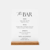 Elegantes Script Black and White Wedding Bar Acrylschild (Vorderseite)