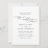 Elegantes Script Black and White Wedding Einladung (Vorderseite)