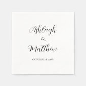 Elegantes Script Black and White Wedding Napkins Serviette (Vorderseite)