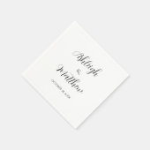 Elegantes Script Black and White Wedding Napkins Serviette (Ecke)