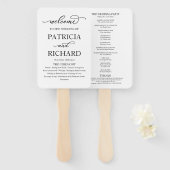 Elegantes Script Black and White Wedding Programm Fächer (Vorne und Hinten)