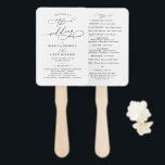 Elegantes Script Black and White Wedding Programm Fächer<br><div class="desc">Dieses maßgeschneiderte Zeremoniell-Programm,  das sich mit unserer klassischen BnW-Hochzeitskollektion abstimmen lässt,  enthält einen umfangreichen Schriftzeichen-Kalligrafietext und einen klassischen Serif-Schriftart in Schwarz. Hintergrund- und Textfarben können an jedes Farbthema angepasst werden. Matching-Elemente verfügbar.</div>