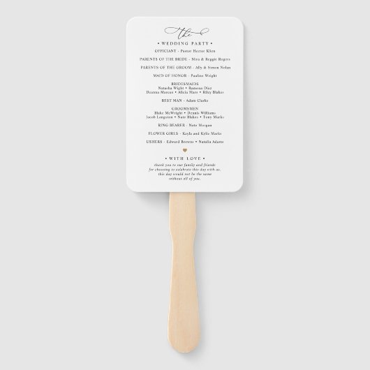Elegantes Script Black and White Wedding Programm Fächer (Rückseite)