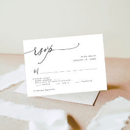 Elegantes Script Black and White Wedding Simple RSVP Karte
