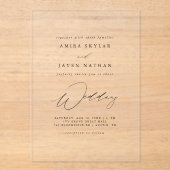 Elegantes Script Black Boho Minimalistisch Wedding Acryleinladungen (Vorderseite)