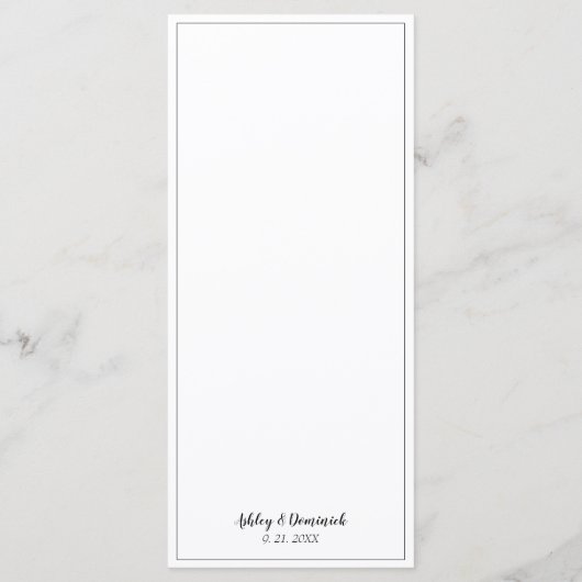 Elegantes Script Black Borded Wedding Dinner Menü Menükarte (Rückseite)