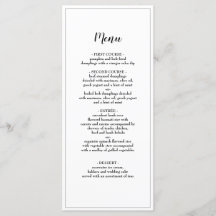 Elegantes Script Black Borded Wedding Dinner Menü