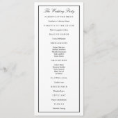 Elegantes Script Black Border Wedding Program Programm (Rückseite)