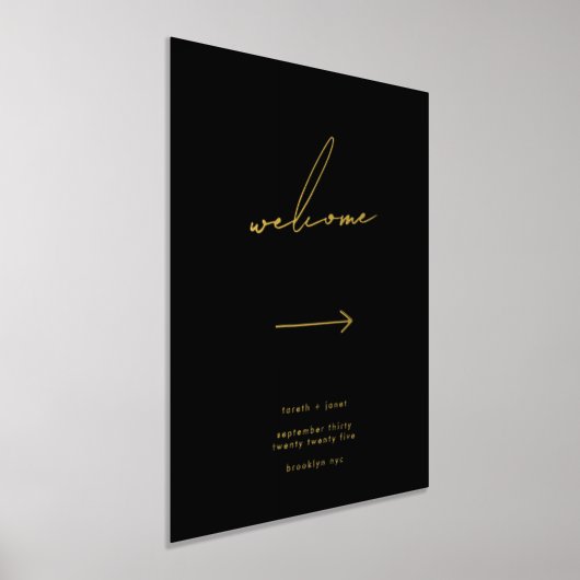 Elegantes Script Black Direction Welcome Gold Foliendrucke (Ablage )
