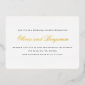 Elegantes Script Black Formal Probe Dinner Gold Folieneinladung (Vorderseite)