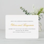 Elegantes Script Black Formal Probe Dinner Gold Folieneinladung (Stehend vorne)