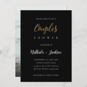 Elegantes Script Black Foto Paares Brautparty Einladung (Vorne/Hinten)