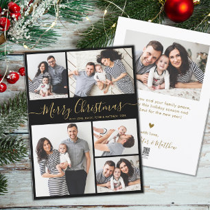 Elegantes Script Black Gold 5 Foto Weihnachten