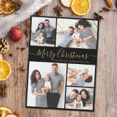 Elegantes Script Black Gold 5 Foto Weihnachten