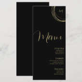 Elegantes Script Black Gold Circular Wedding Menu Menükarte (Vorne/Hinten)