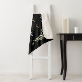 Elegantes Script Black Gold Monogram Greenery Sherpadecke (Beispiel)