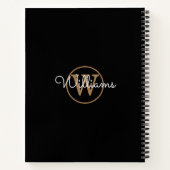 Elegantes Script Black Gold Monogram Name Notebook Notizblock (Rückseite)