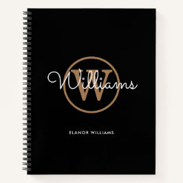 Elegantes Script Black Gold Monogram Name Notebook Notizblock