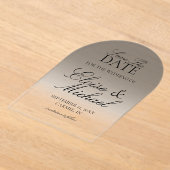 Elegantes Script Black Gradient Save the Date Acryleinladungen (Ablage )